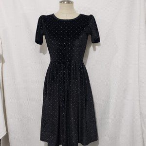 Lularoe Black Waist Black Polka Dot Dress S